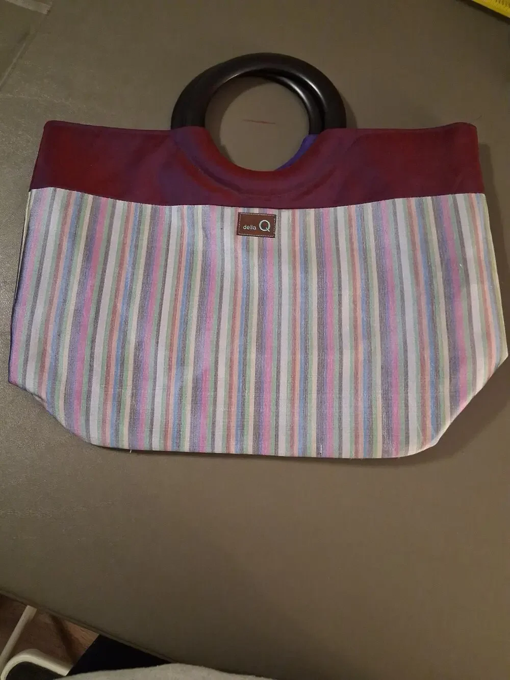 Della Q Lena Bag Knitting Essentials Circa 2010 Silk Striped Project Bag